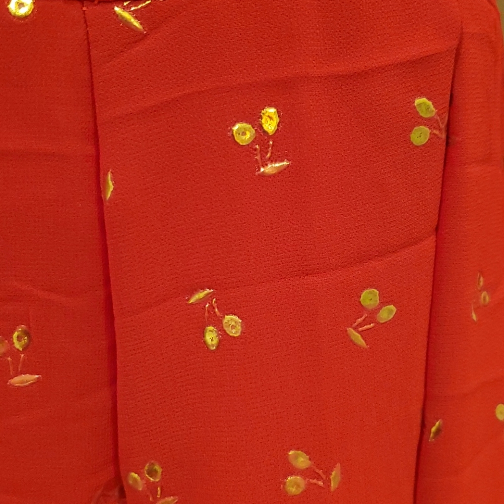 Triple F Red with Gold Cherries Shorts Romper - Picture 4 of 11